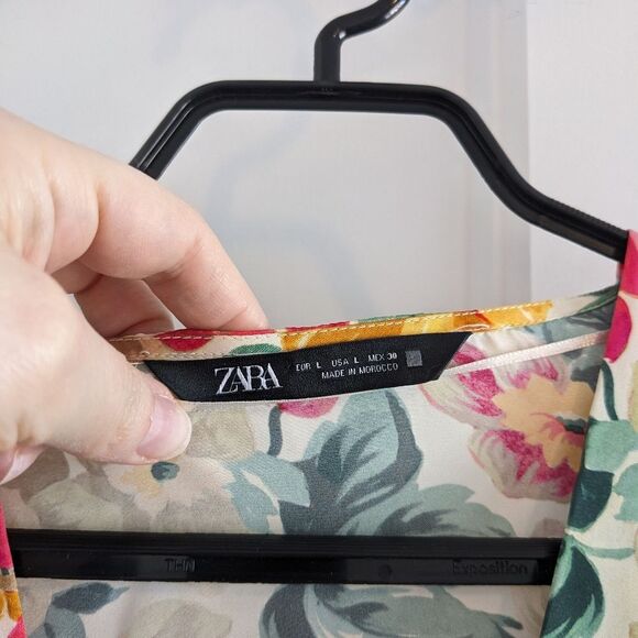 Zara/Floral Blouse Sz L - Picture 5 of 6